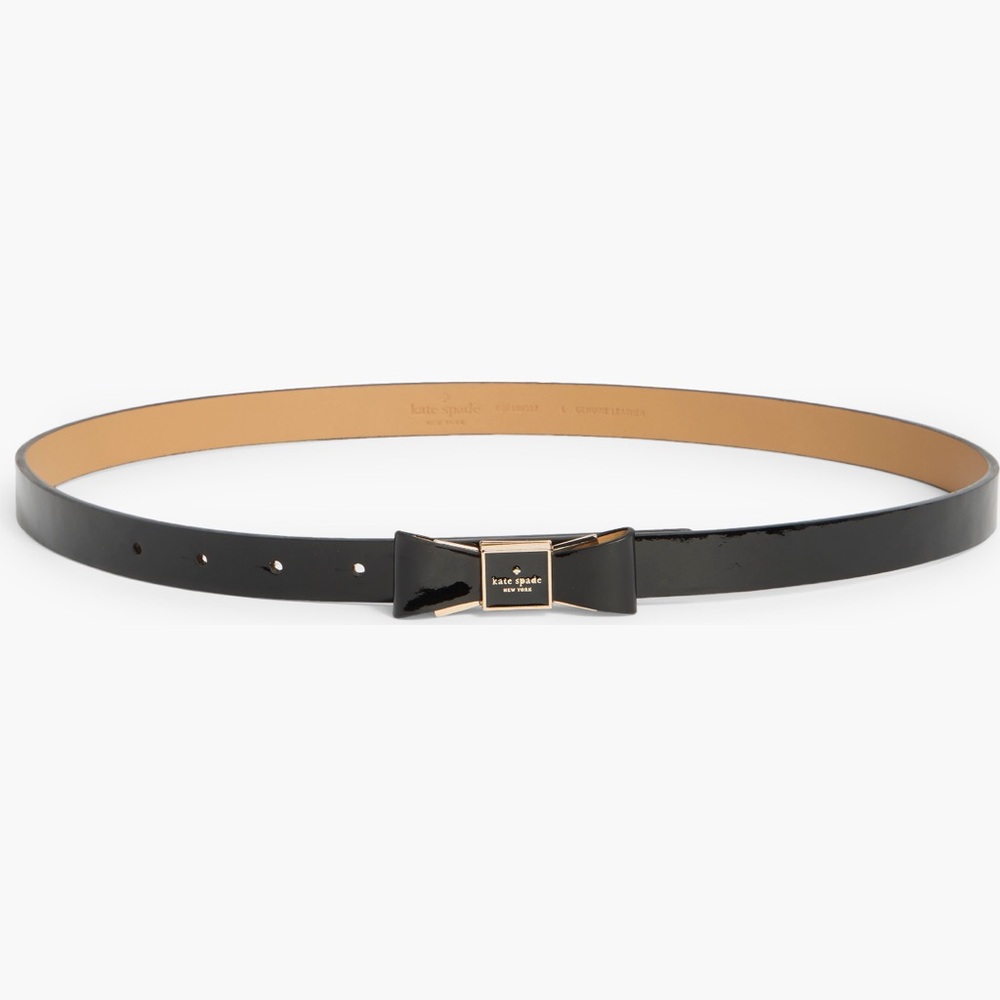 Kate Spade New York Morgan Bow logo Black Leather belt ♠️🎀